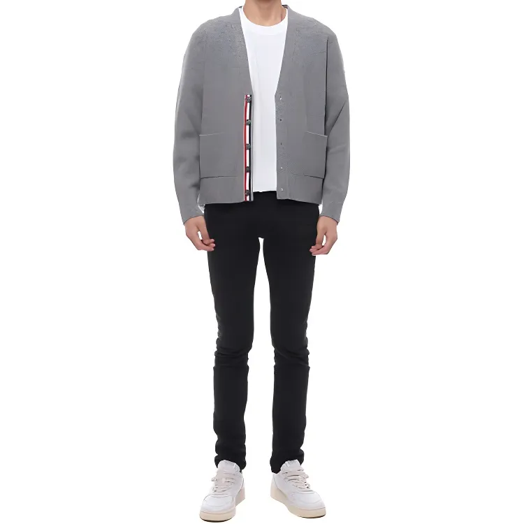 THOM BROWNE Striped Long Sleeved Cardigan-3