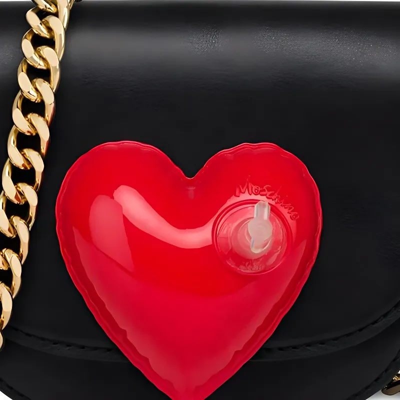 MOSCHINO Leather Crossbody Bag, Shoulder Bag Women's Black-3