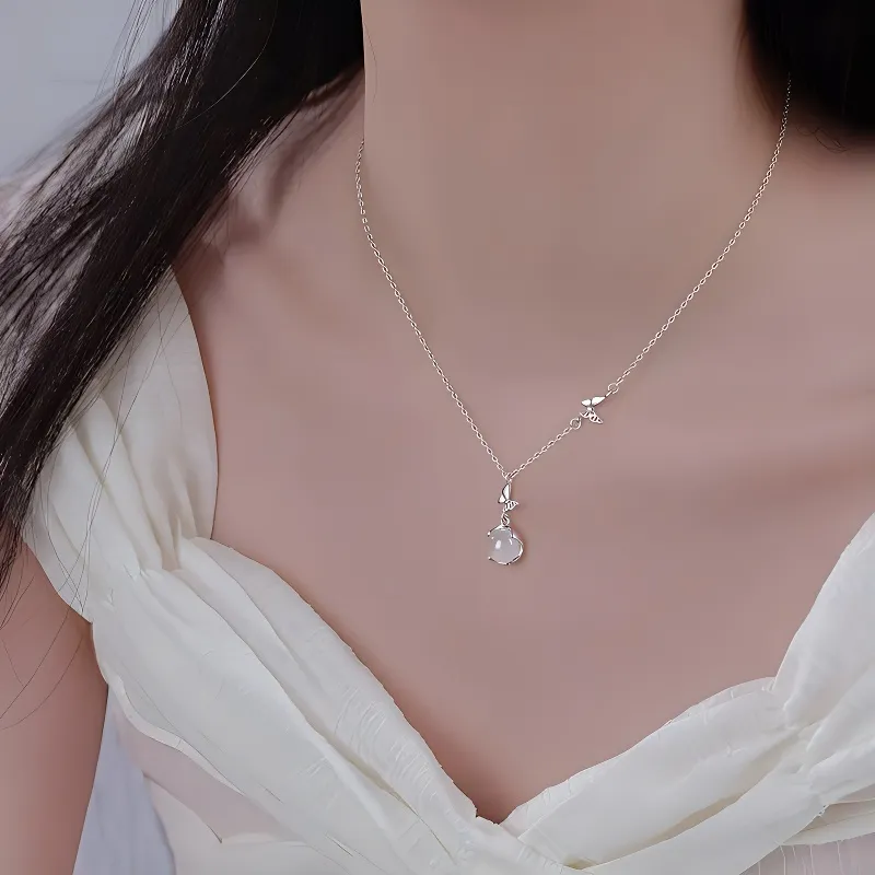 Bubble Scallops Chalcedony Jade Necklaces Women's-4