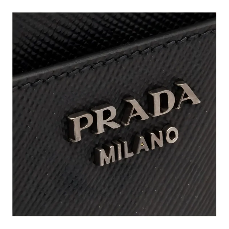 PRADA Saffiano Calfskin Clutch Men's Black-4