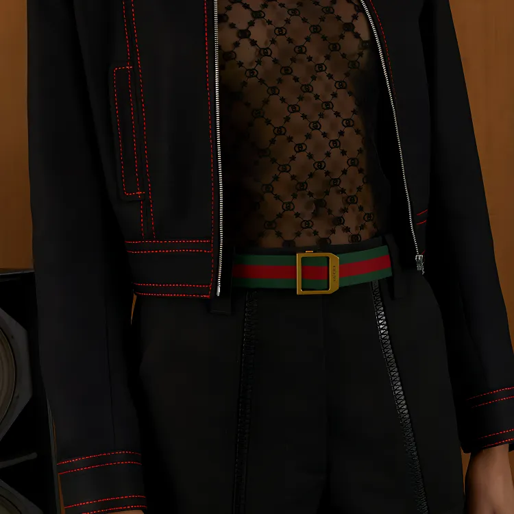 GUCCI Striped Webbing Belt-2