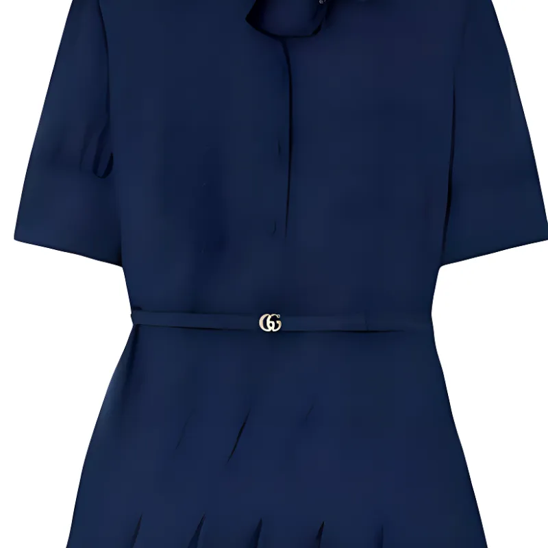 GUCCI Short Sleeved Dress Women's Blue-4