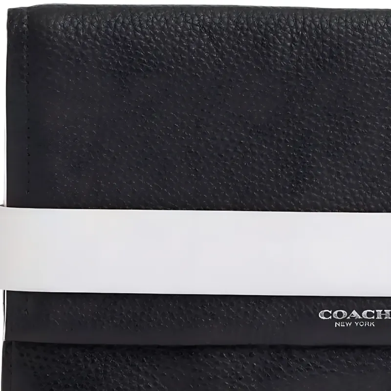 COACH Bleecker Leather Clutch Large Size Unisex Black & White-2