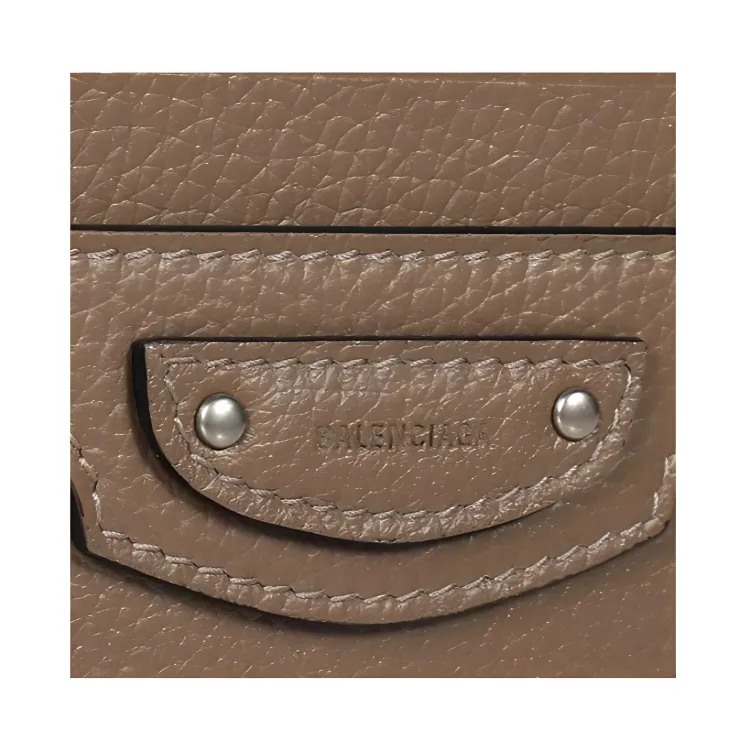 Balenciaga Grain Calfskin Card Holder, Crossbody Bag Unisex Brown-3