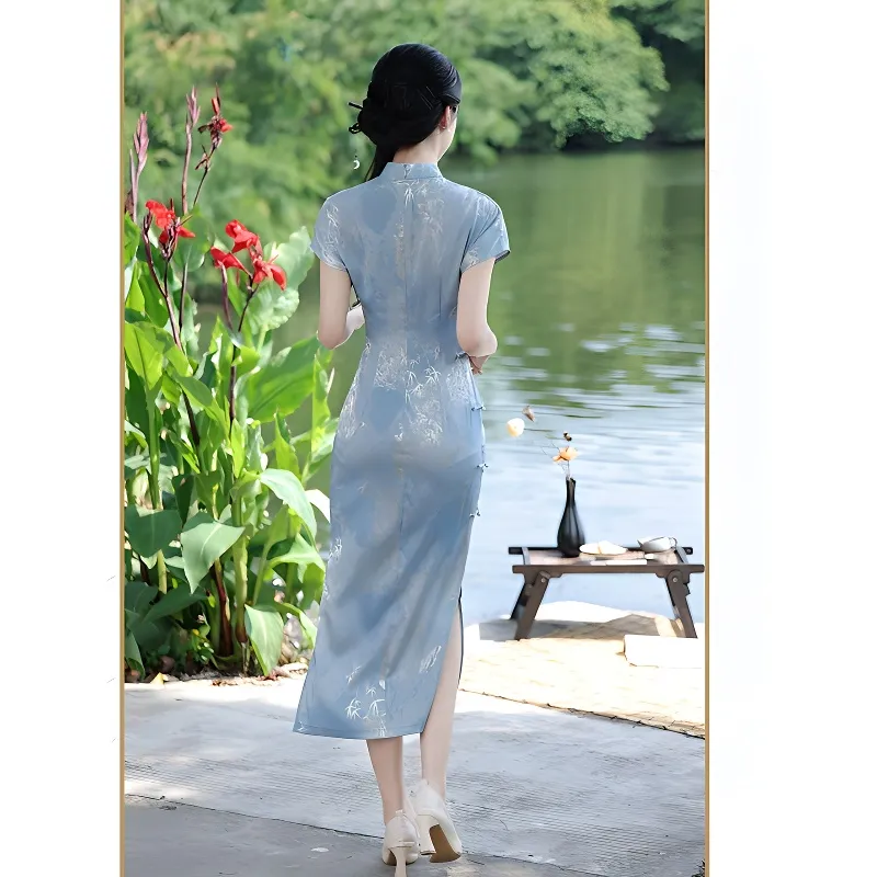 Mu Xiao Xin Cheongsams Women's Blue-1