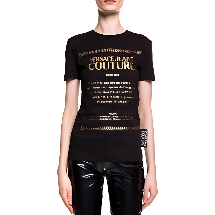 VERSACE SS23 T Shirt Women's Black Gold-2