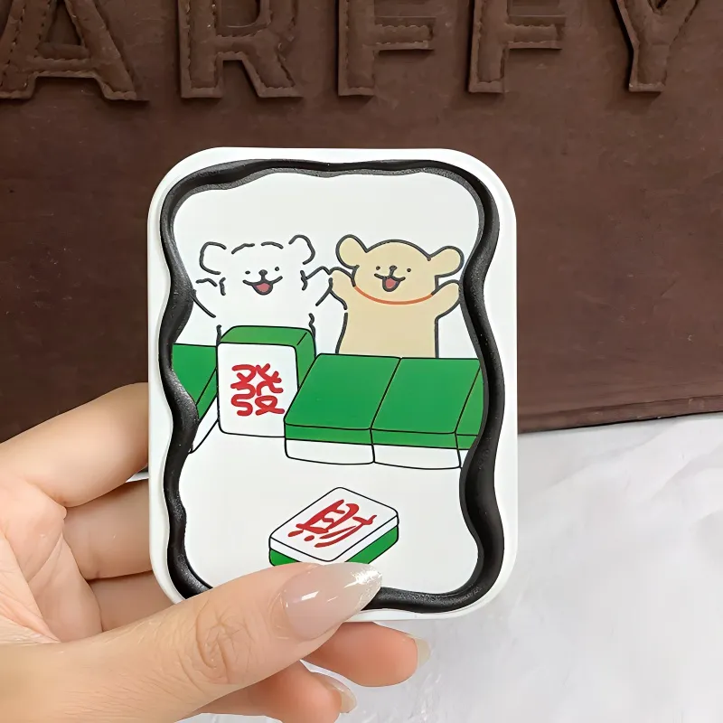 Love Of Wormwood Mahjong Foldable Mirror Pocket Makeup Mirror Creative Portable Practical-3