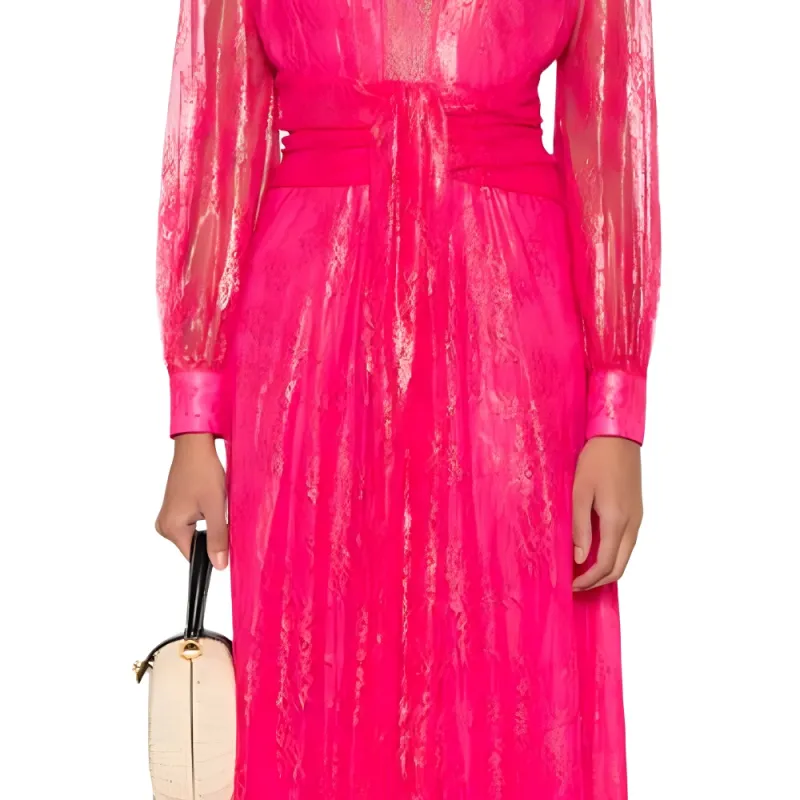 PINKO SS24 Long-Sleeved Dresses Women's Fuchsia-4