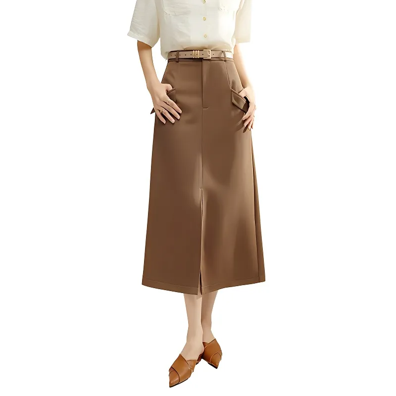 Late White Casual Long Skirt Women's-2