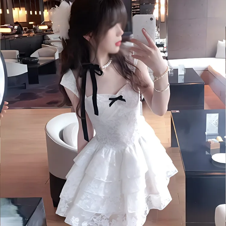 ACJL Sweet Hot Girl Princess Tiered Skirt With Pad Women's-2