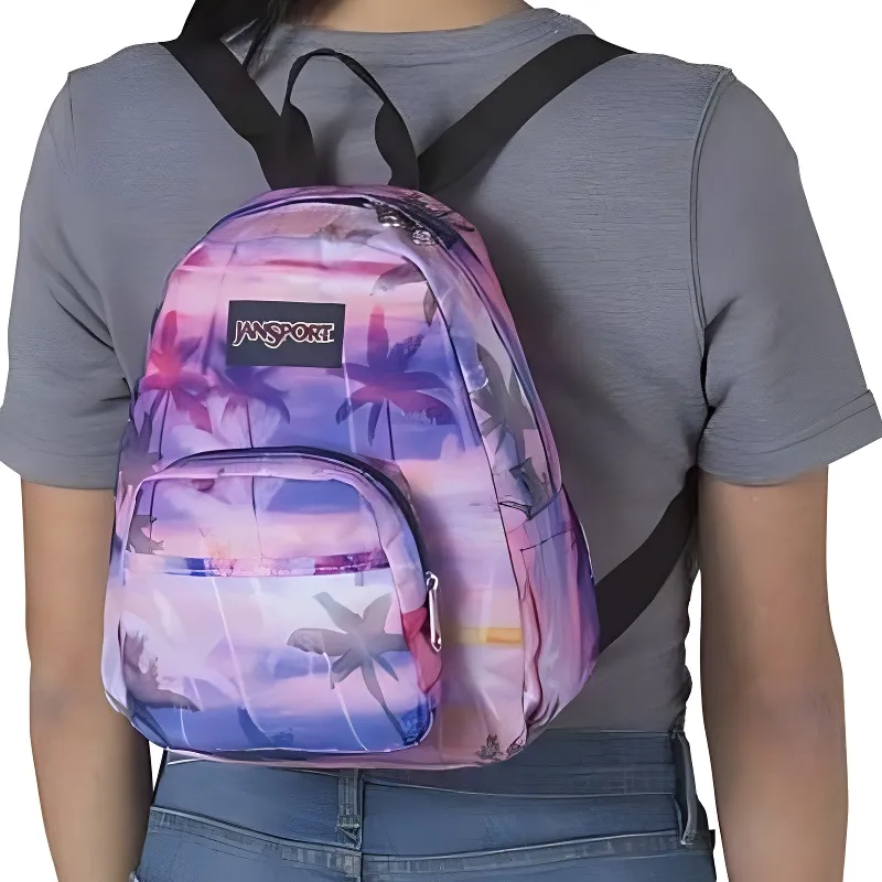 JanSport Polyester Backpack Unisex Pink Purple-4