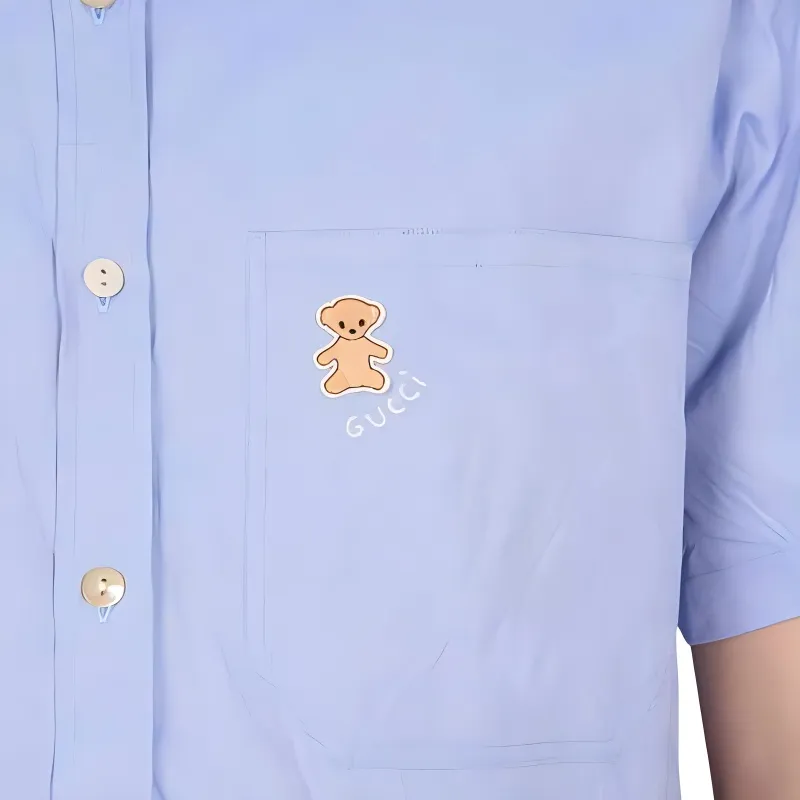 GUCCI Bear Motif Embroidered Short Sleeved Shirt-3