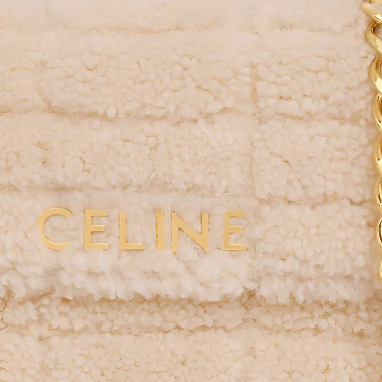 CELINE Shearling With Sheepskin Crossbody Bag Shoulder Bag Women's Natural-3