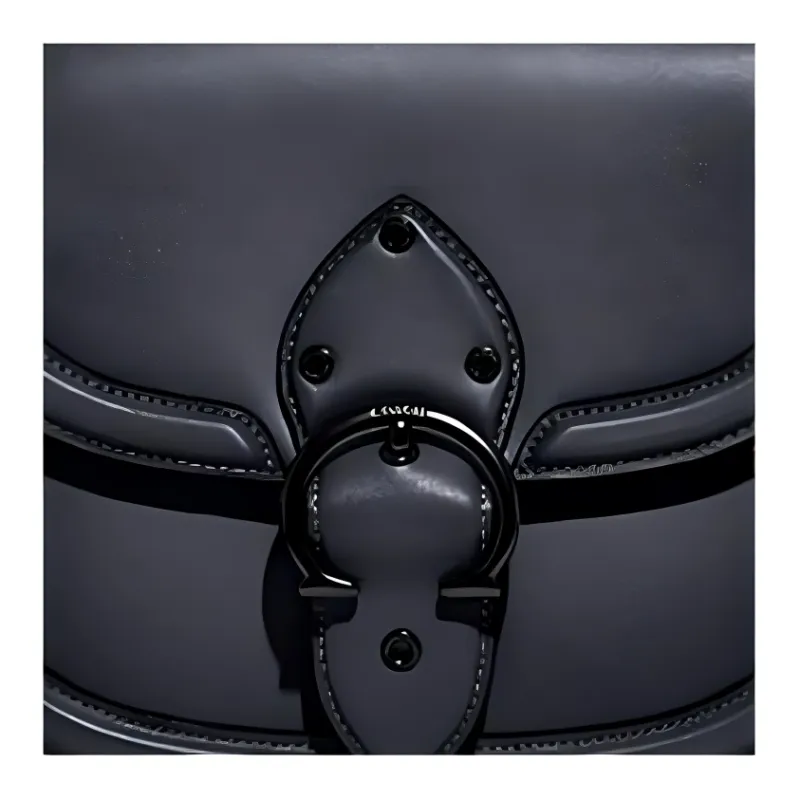 COACH Beat Leather Saddle Bag Shoulder Bag Crossbody Bag Medium Size Women's Black-4