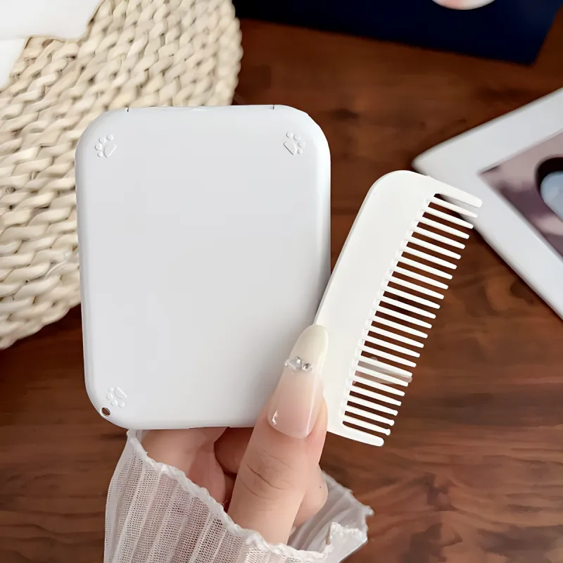 Love Of Wormwood Flap Mirror Portable Comb Set Make up Tools-2