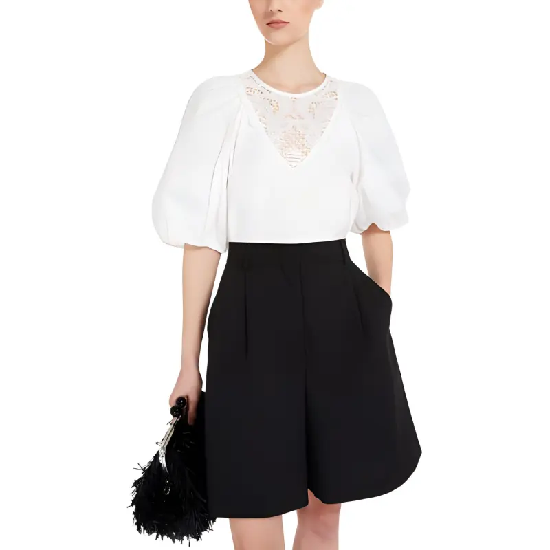 WEEKEND MaxMara Manico Collection Poplin Blouse With Embroidery T-Shirt Women's White-1