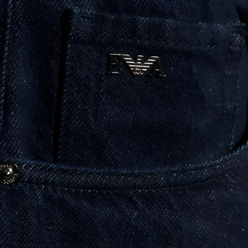 EMPORIO ARMANI Logo Plaque Denim Shorts-4