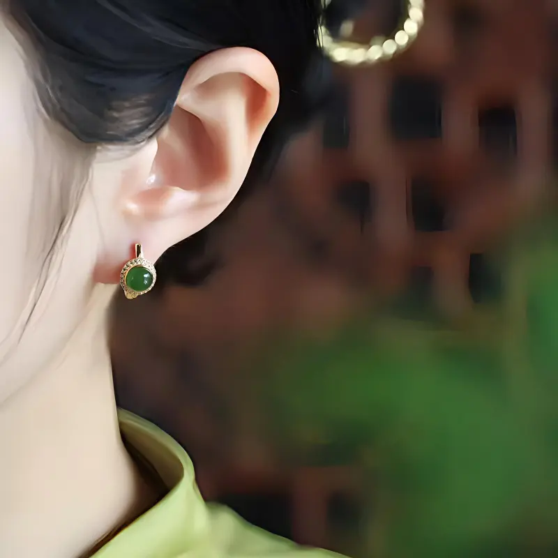 Xiaoyinjiang Hetian Jade Earrings Women's Jasper-2