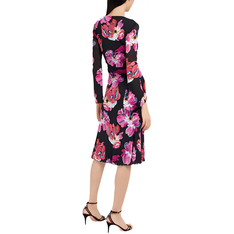DVF Diane Von Furstenberg Painted Blossom pattern Midi Dress-3