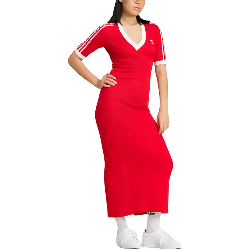 Adidas Originals Adicolor 3-Stripes Knit V-Neck Dress-3