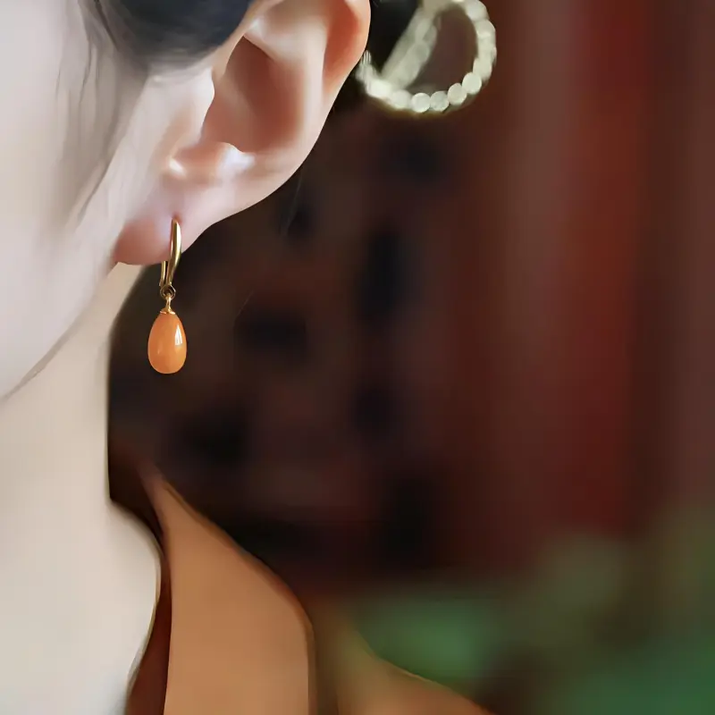 Xiaoyinjiang Beeswax 925 Sterling Silver Earrings Women's-3