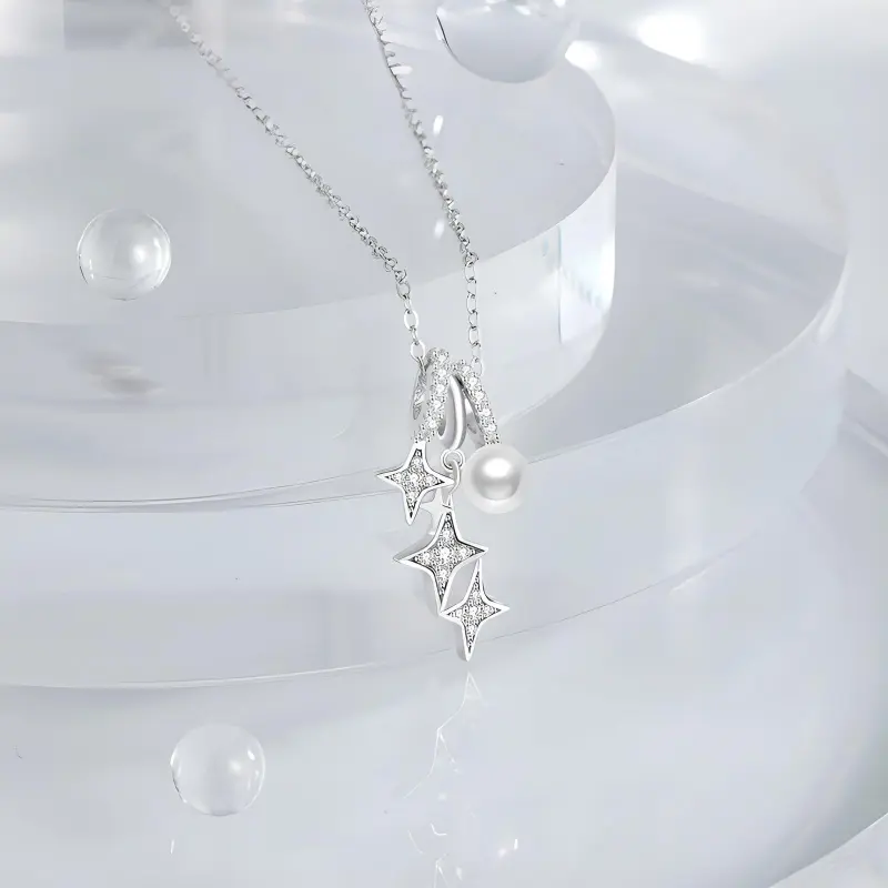 Stone Edge Poly 925 Sterling Silver Necklaces Women's-2