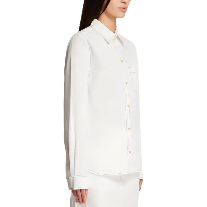TOTEME Contrast Stitching Long Sleeve Shirt-4