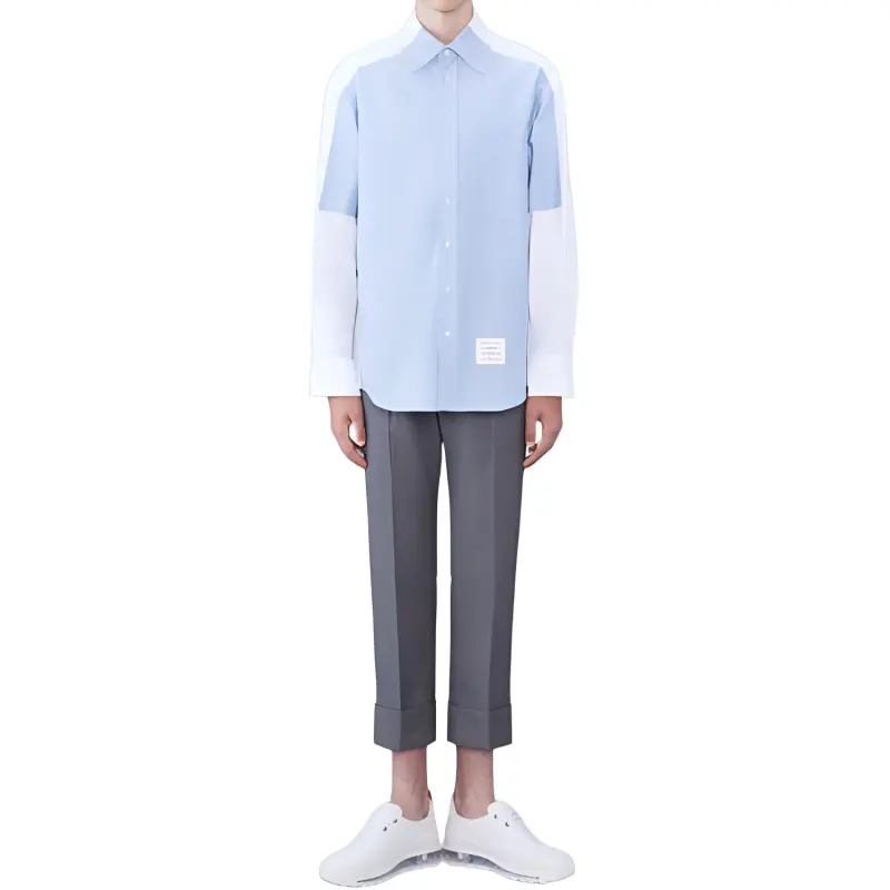 THOM BROWNE Panelled Curved Hem Shirt-2