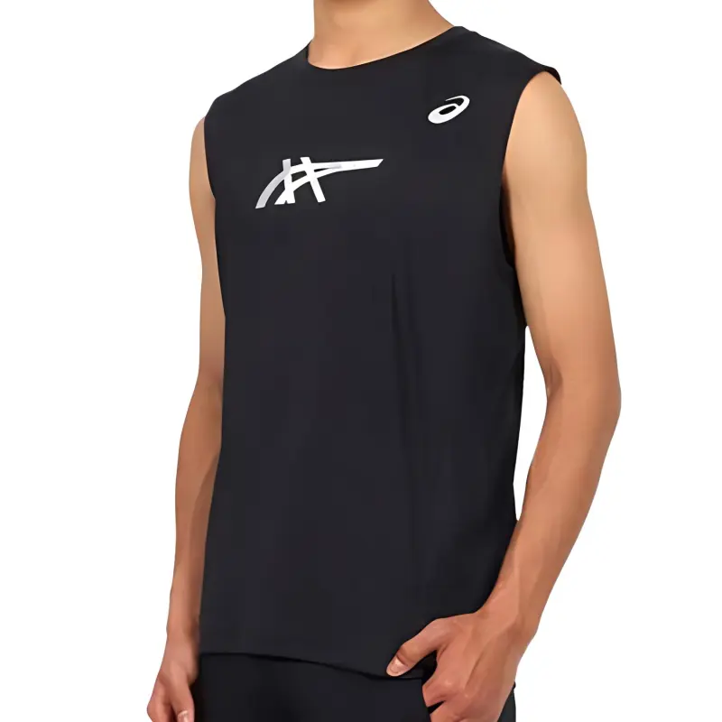 Asics Tank Tops Men's Black Silver-5