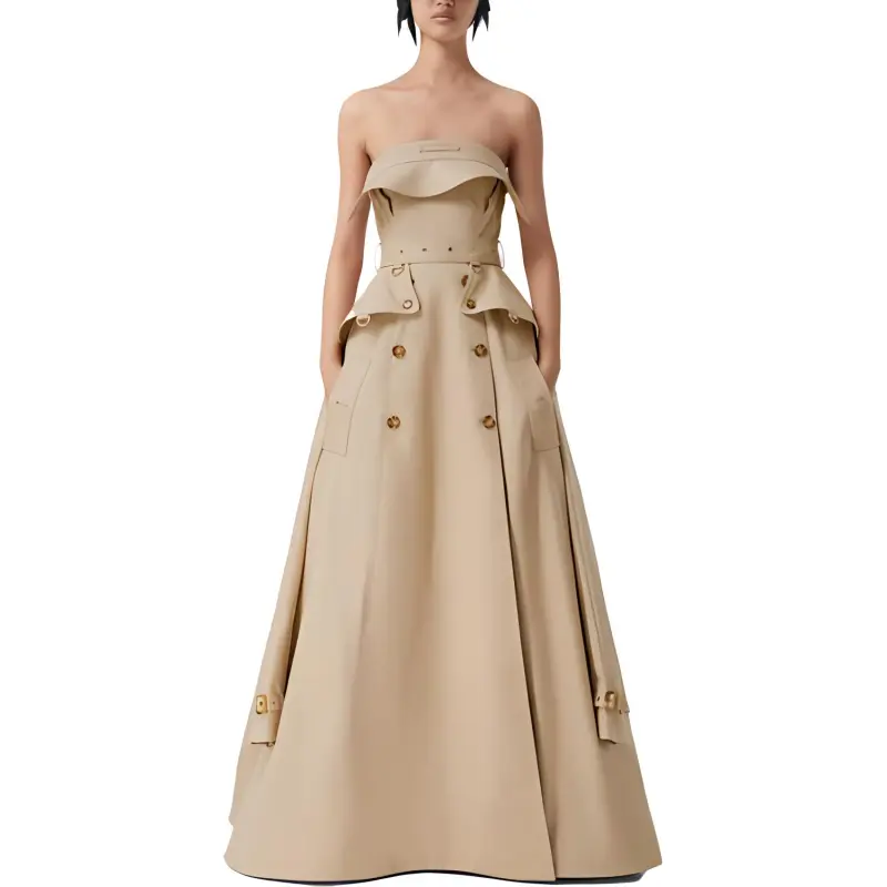 Burberry Sleeveless Dresses Women's Beige-1