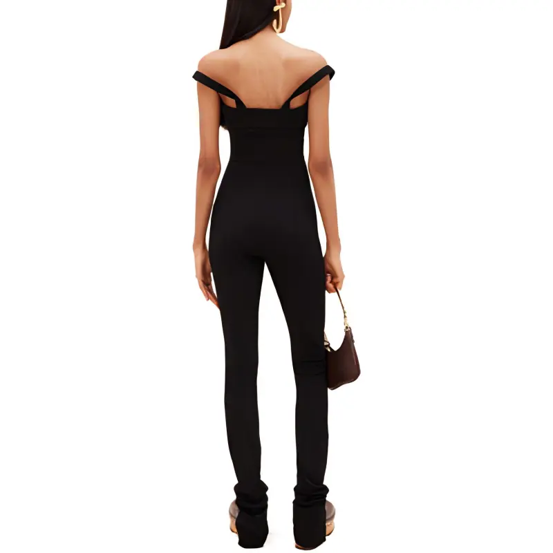 Jacquemus La Combinaison Bikini Fitted Jumpsuit Black-3