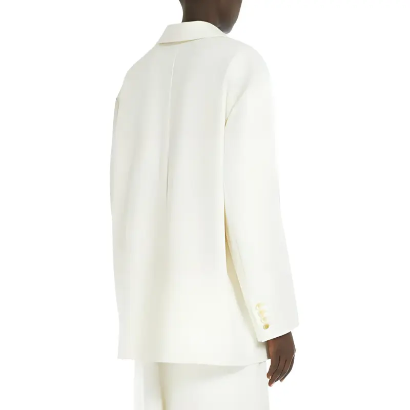 MaxMara Monica Collection Oversize Blazer In Cotton Canvas Business Suit Women's Vanilla-3