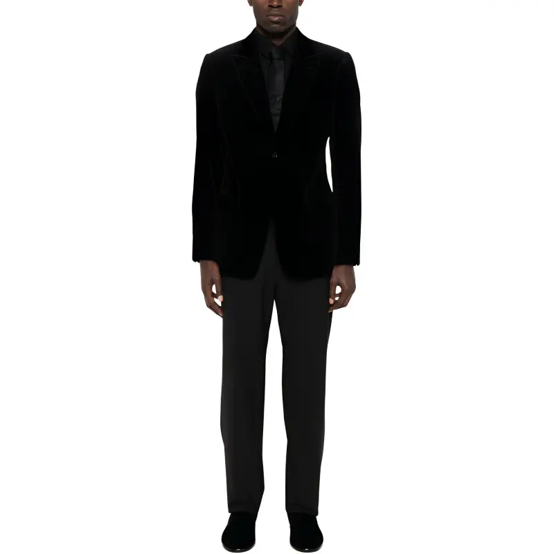 EMPORIO ARMANI Velvet Single Breasted Blazer-1