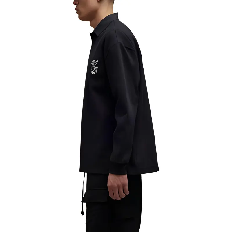Y 3 Logo Patch Long Sleeved Polo Shirt-2
