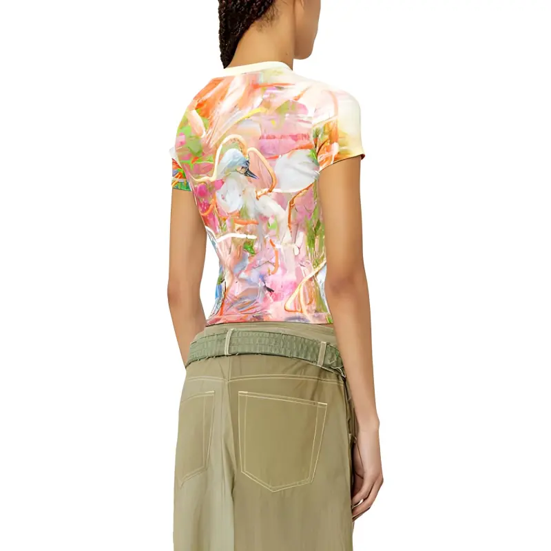 DIESEL Crop Tops Women's Pink White-2
