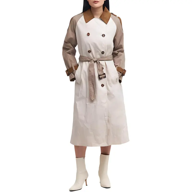 BARBOUR Panelled Double-Breasted Belted Coat-1