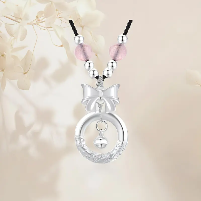 Chongqing Gold Store S999 Fine Silver Chalcedony S990 Silver Necklaces Women's-3