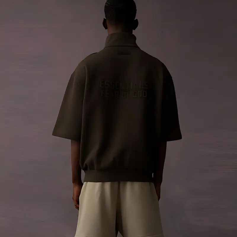 Fear Of God Essentials Drop2 SS23 3/4 Half Zip Sweatshirt Off Black Shirt Unisex Light Black-1