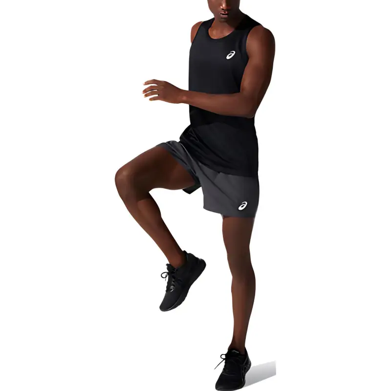 Asics Silver Tank Tops Men Black-3