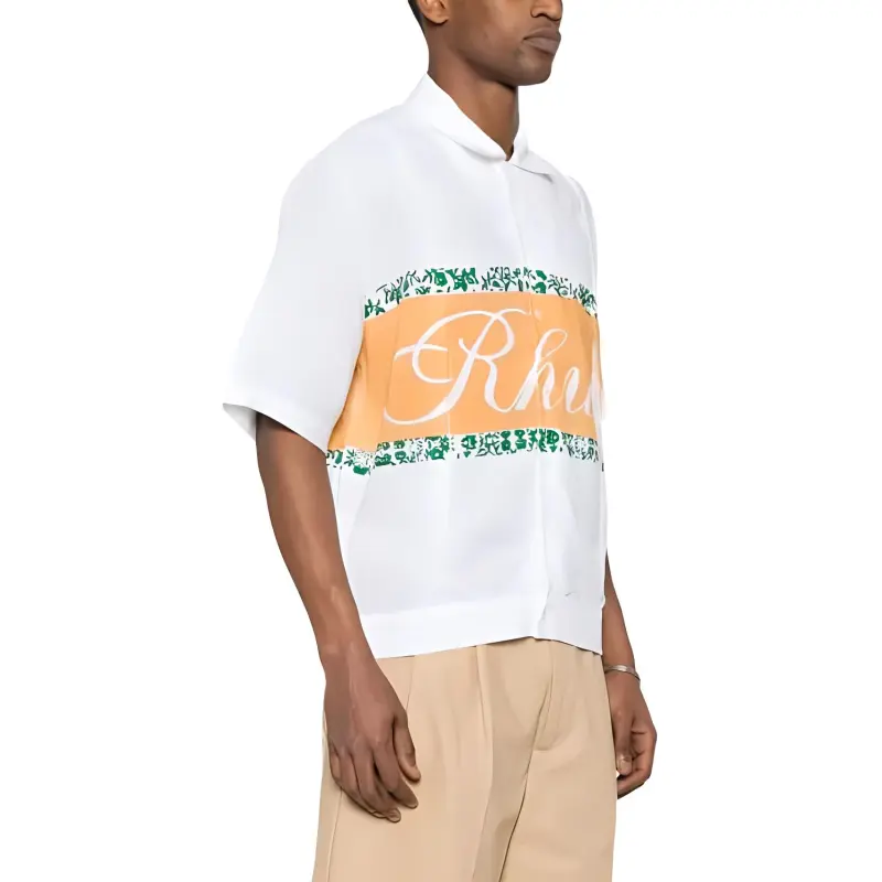 RHUDE Logo print Chambray Shirt-1