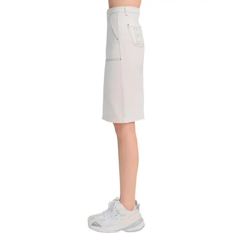 Blood Glitter Denim Long Skirts Women's White-1
