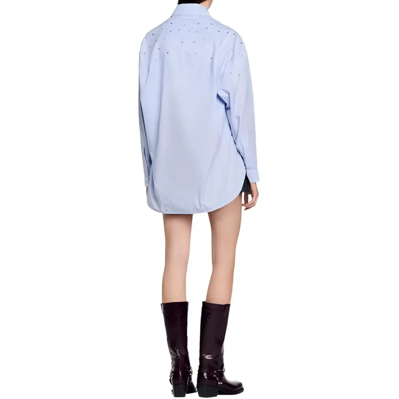 Sandro Rhinestoned Cotton Shirt-1