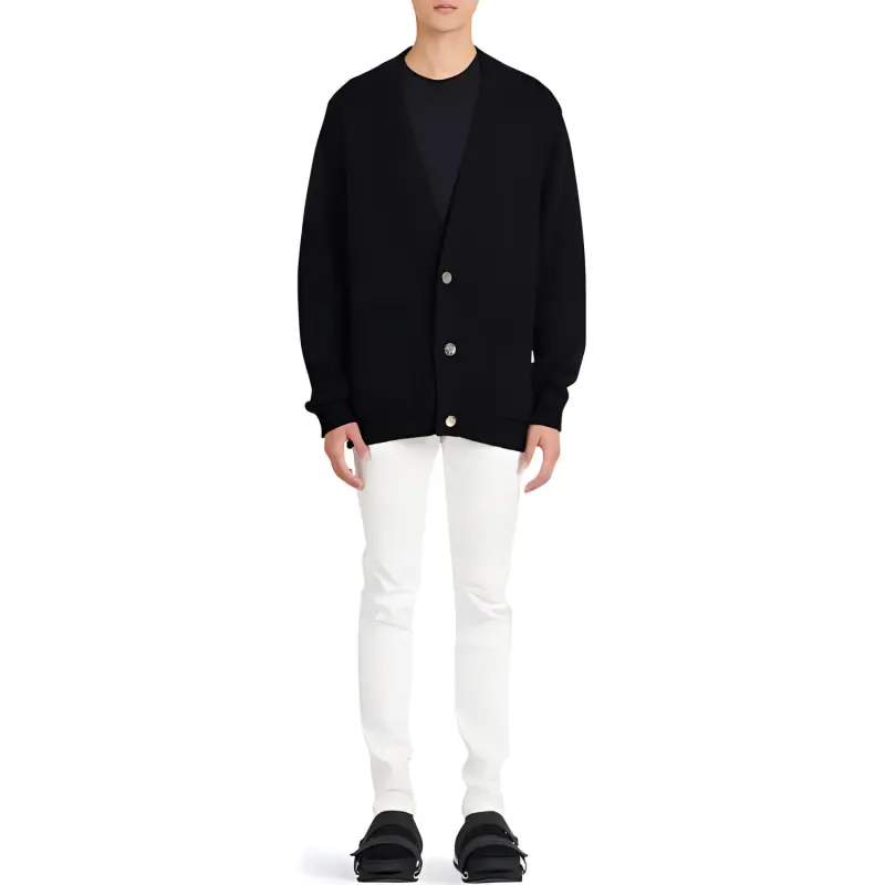 BALMAIN Logo Intarsia Knitted Button Up Cardigan-1