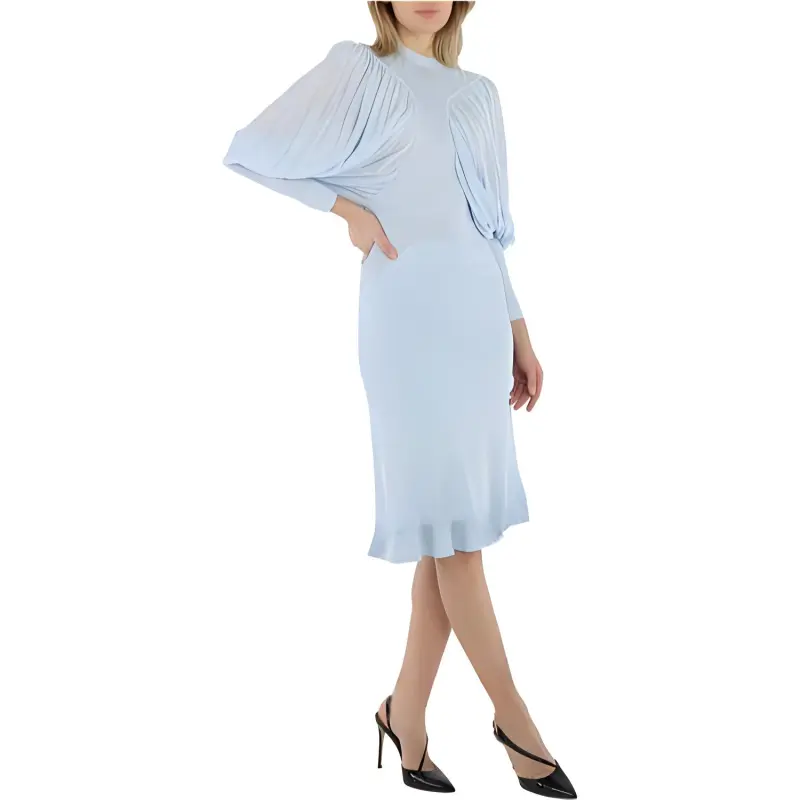 Burberry Long-Sleeved Dresses Women's Light Blue-3