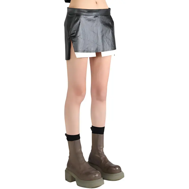 RICK OWENS Gonna In Denim Fog Cutoff Mini Skirt Black-2