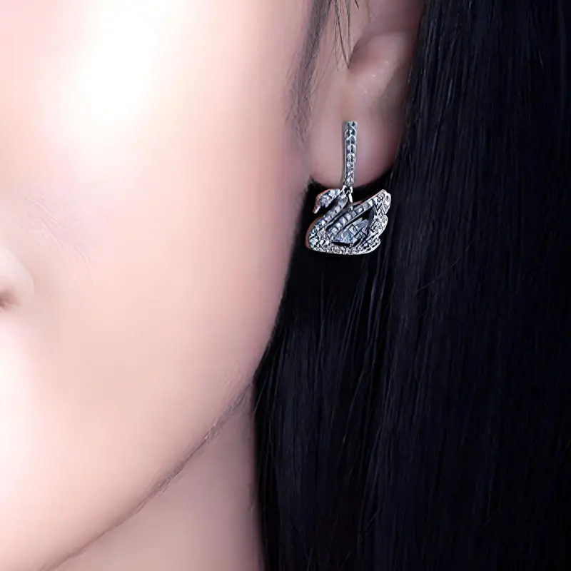 Swarovski Artificial Crystal Earrings Women's White-3