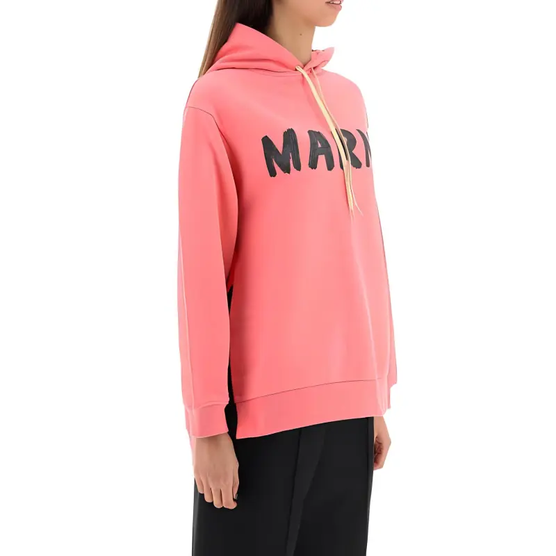 MARNI Logo Printed Drawstring Hoodie-2