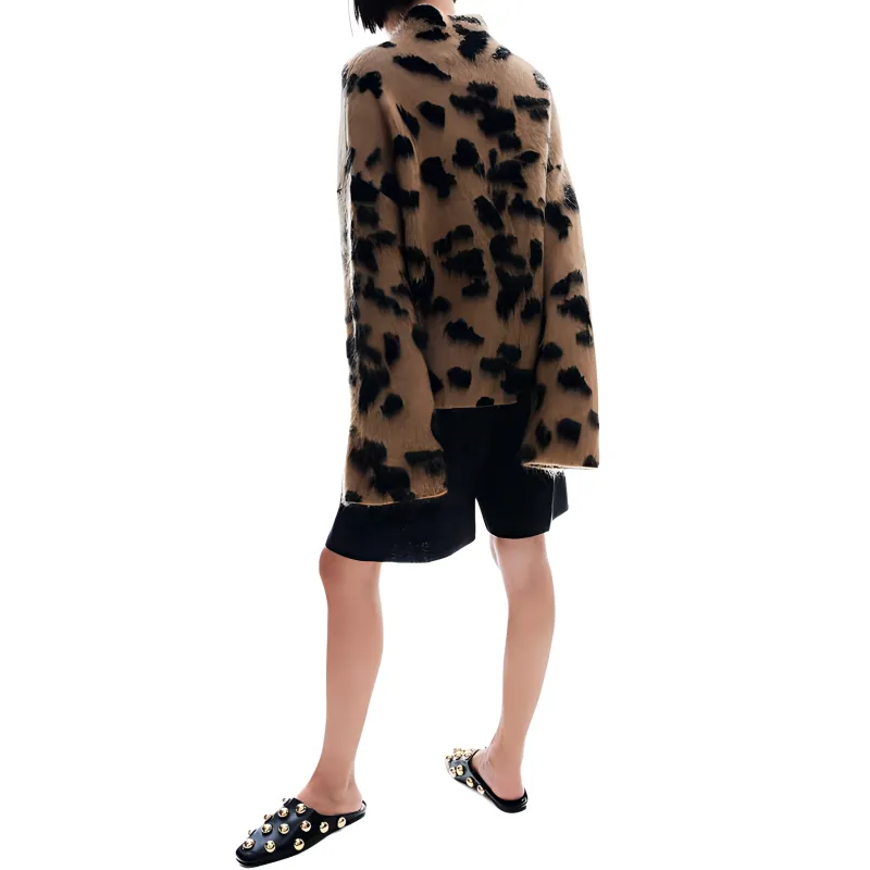 H&M Sweater Women's Dark Beige/Leopard Print-1