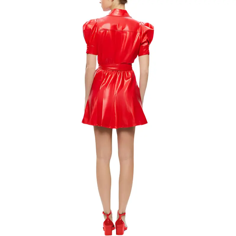 ALICE+OLIVIA Lurlene Faux-leather Shirt Minidress-2