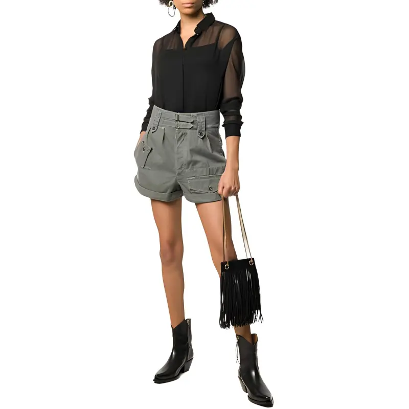 SAINT LAURENT Cargo Shorts Women's Gray-1